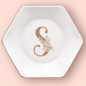 CARAKNOTS S Initial Ring Dish Jewelry Tray